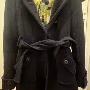 Anthropologie Elevens Women's Belted Wool Tweed Peacoat Coat